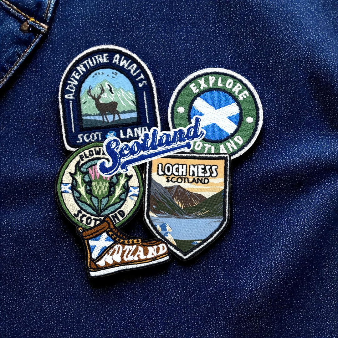 Big Country Scotland Patches Grouped On Denim Jacket