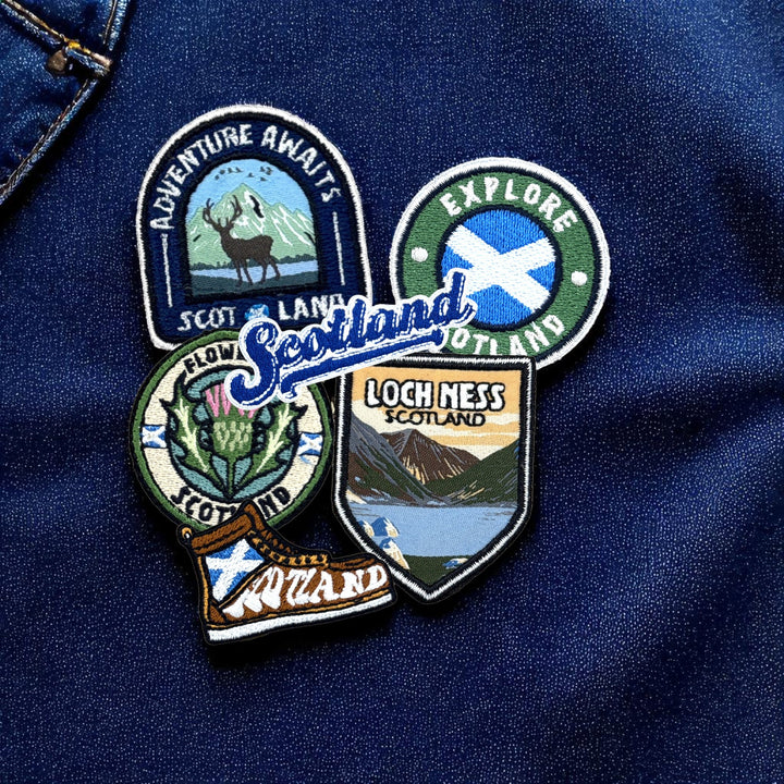 Big Country Scotland Patches Grouped On Denim Jacket