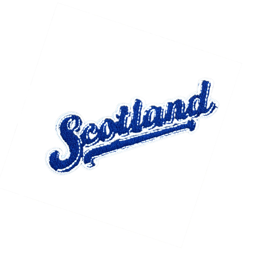 Big Country Scotland Swirl Text Travel Patch Front View