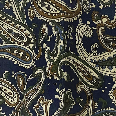 Blue Tan Paisley Print