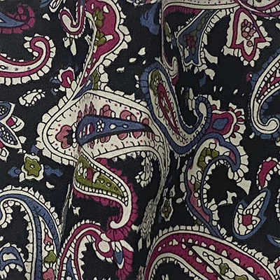 Navy Damson Pink Paisley Print