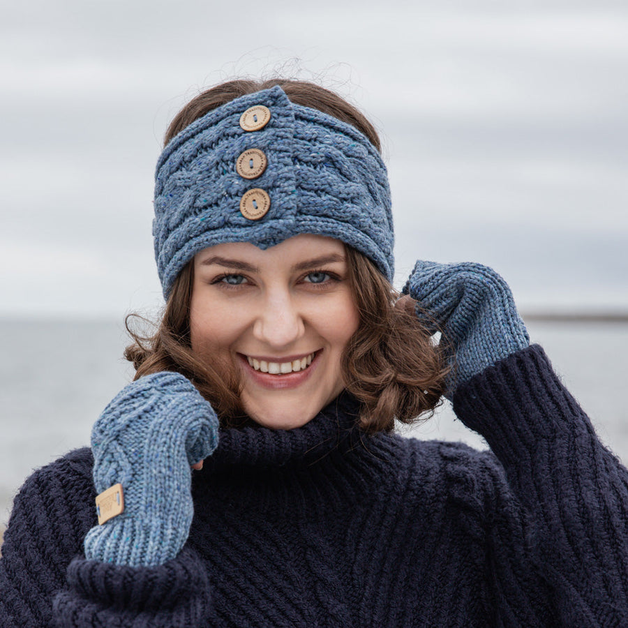 Aran Donegal Cable Button Headband Stay Cozy and Chic with Aran Donegal Cable Button Headband