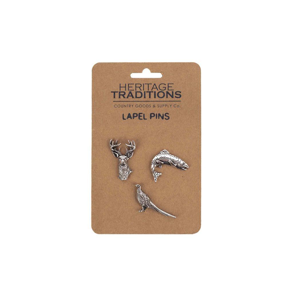 Shop the Heritage Lapel Pin Badge 3 Pack | Antique Silver Effect