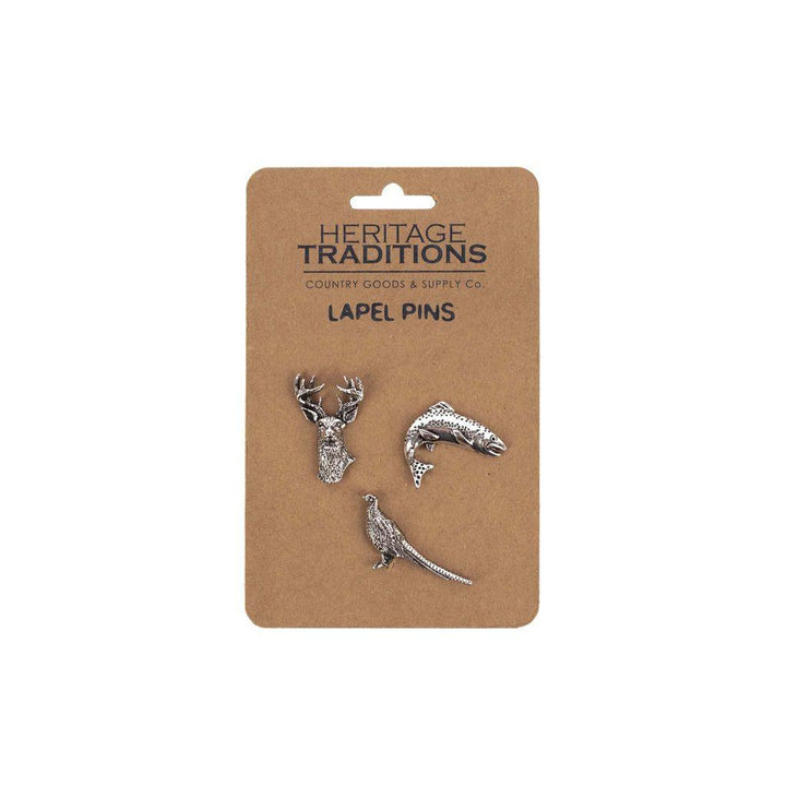 Shop the Heritage Lapel Pin Badge 3 Pack | Antique Silver Effect