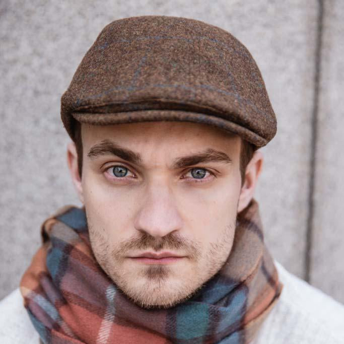 Heritage Traditions Herringbone Tweed Panel Flat Cap