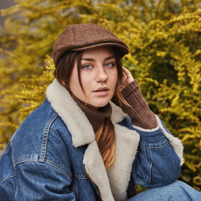 Heritage Traditions Herringbone Tweed Panel Flat Cap