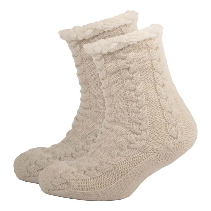 Aran Cable Slipper Sock - Cream Cozy & Stylish Aran Cable Slipper Sock in Cream | Chunky Cable Knit