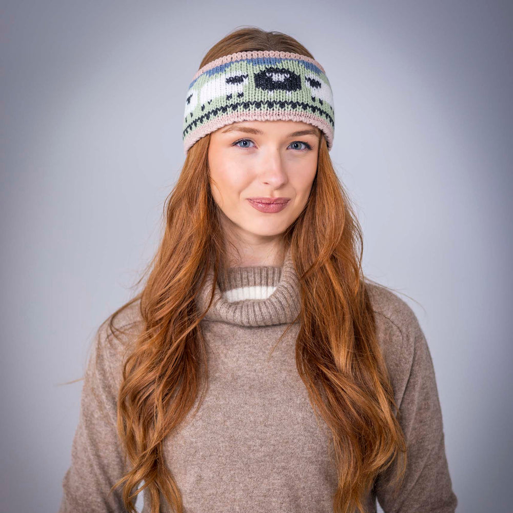 Aran Sheep Headband Blush Pink