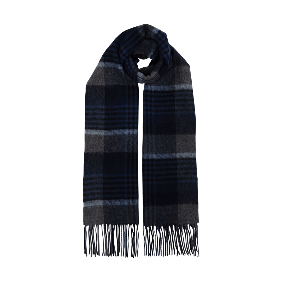 Check Cashmere Scarf Blue