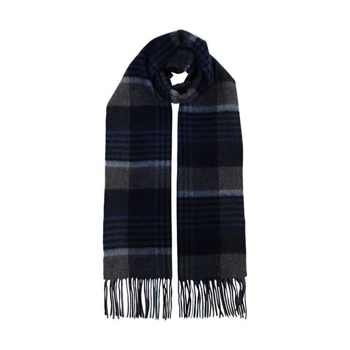 Check Cashmere Scarf Blue