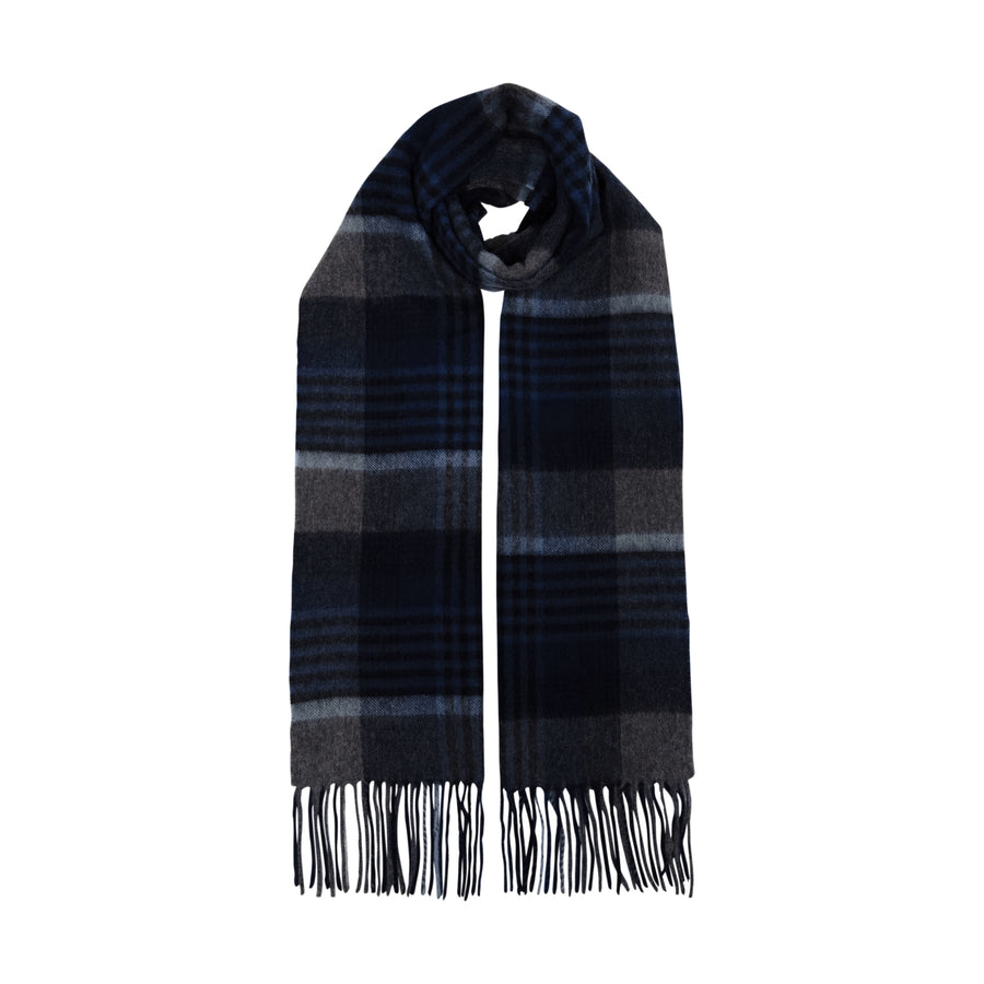 Check Cashmere Scarf Blue