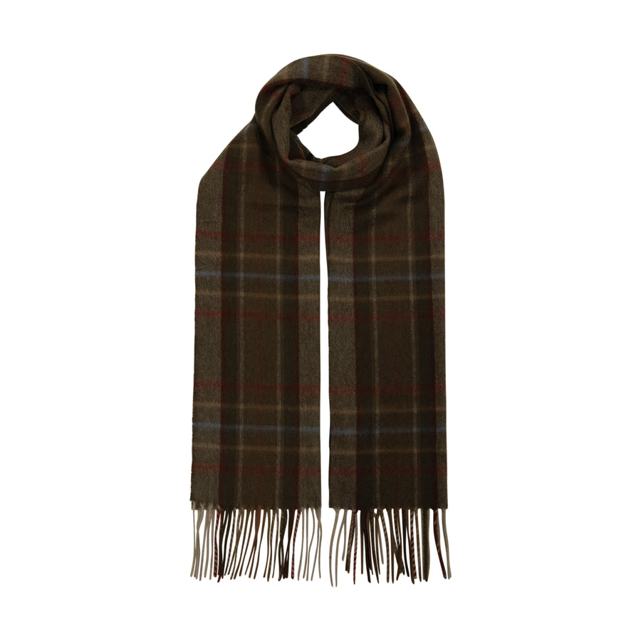 Check Cashmere Scarf Olive