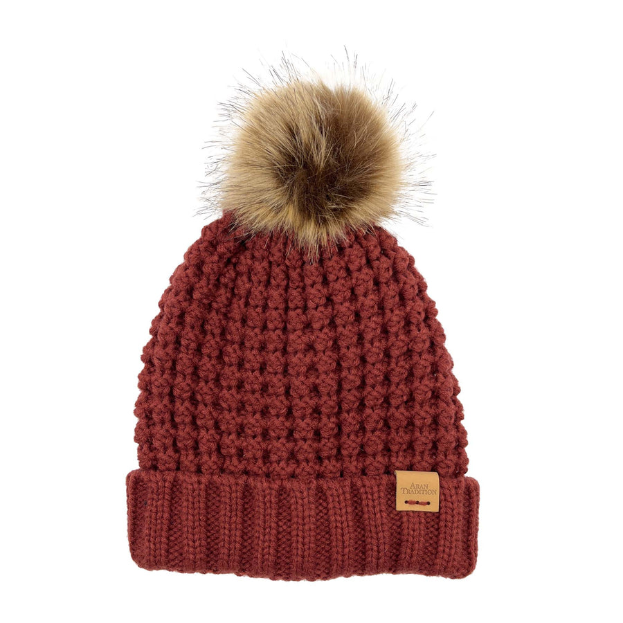 Aran Popcorn Stitch Bobble Hat