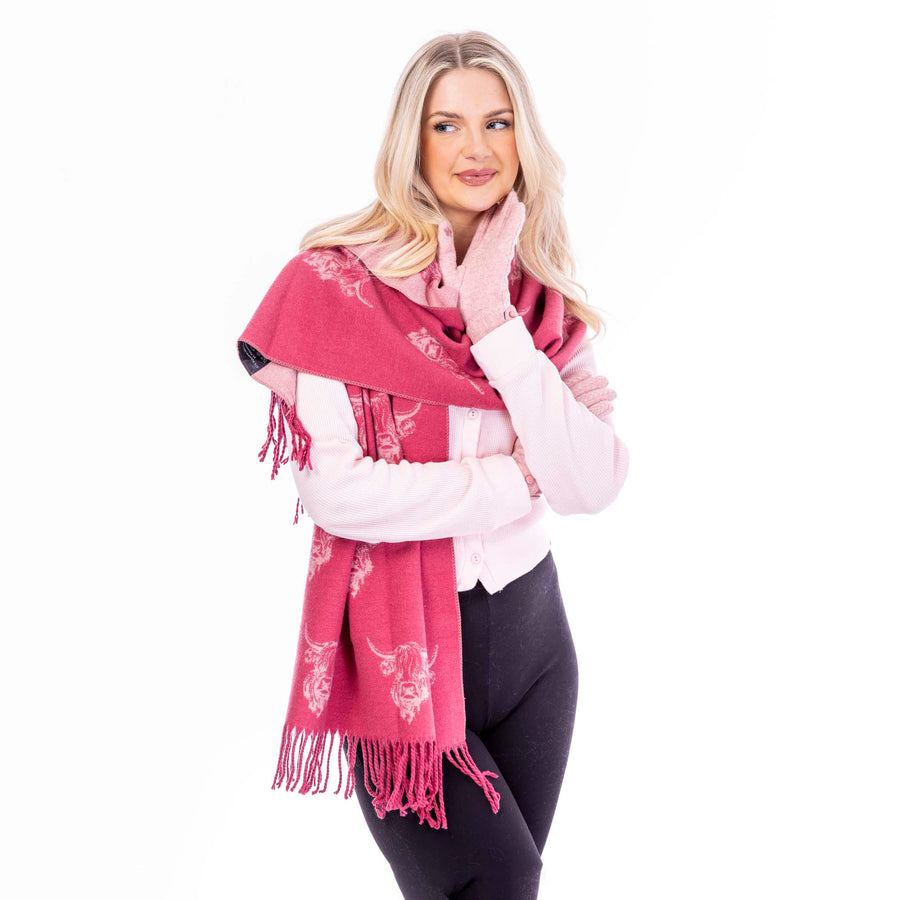 Heilan Coo Multi Super Soft Scarf Pink Polyester