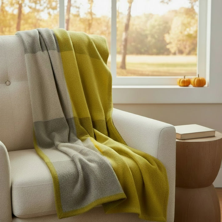 Colour Block Cashmere Blanket