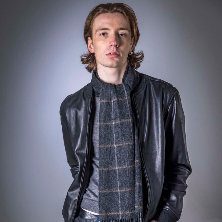 Pure Wool Box Check Scarf