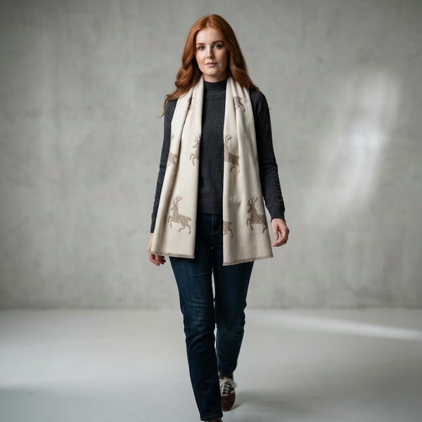Super Soft Stag Jacquard Scarf