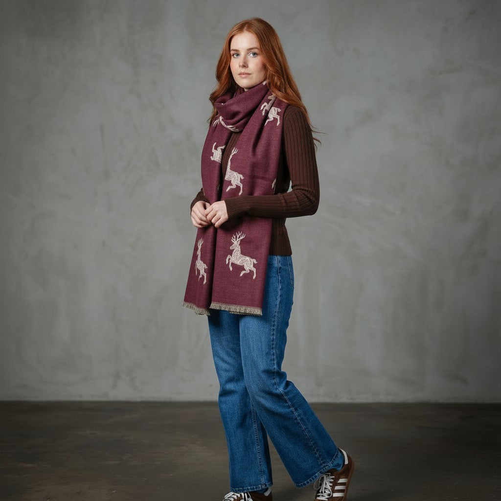 Super Soft Stag Jacquard Scarf