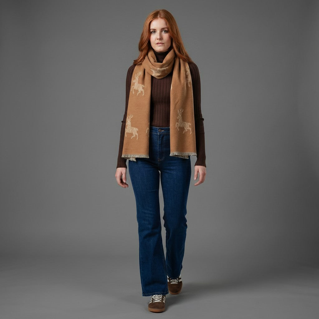 Super Soft Stag Jacquard Scarf