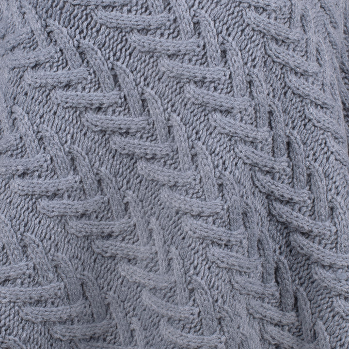 Aran Cable Button Shawl Neck Poncho