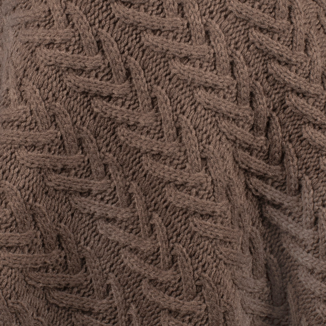 Aran Cable Button Shawl Neck Poncho