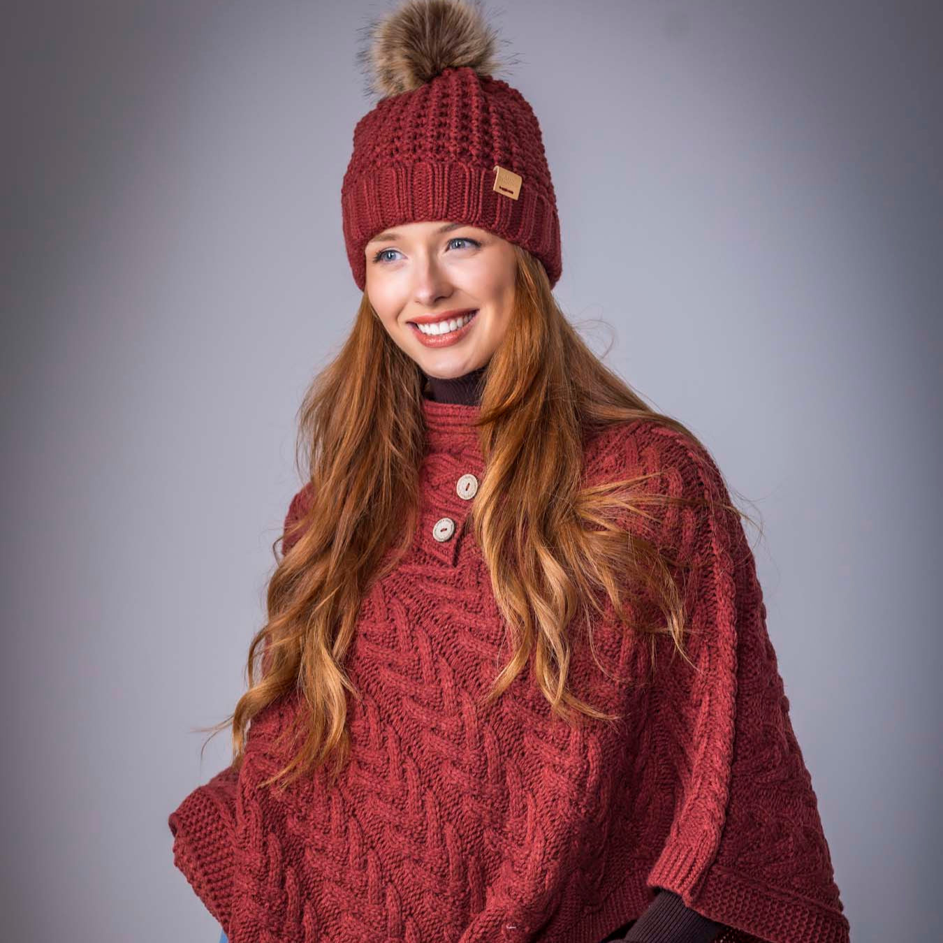 Shop Aran Cable Button Shawl Neck Poncho | Heritage Traditions