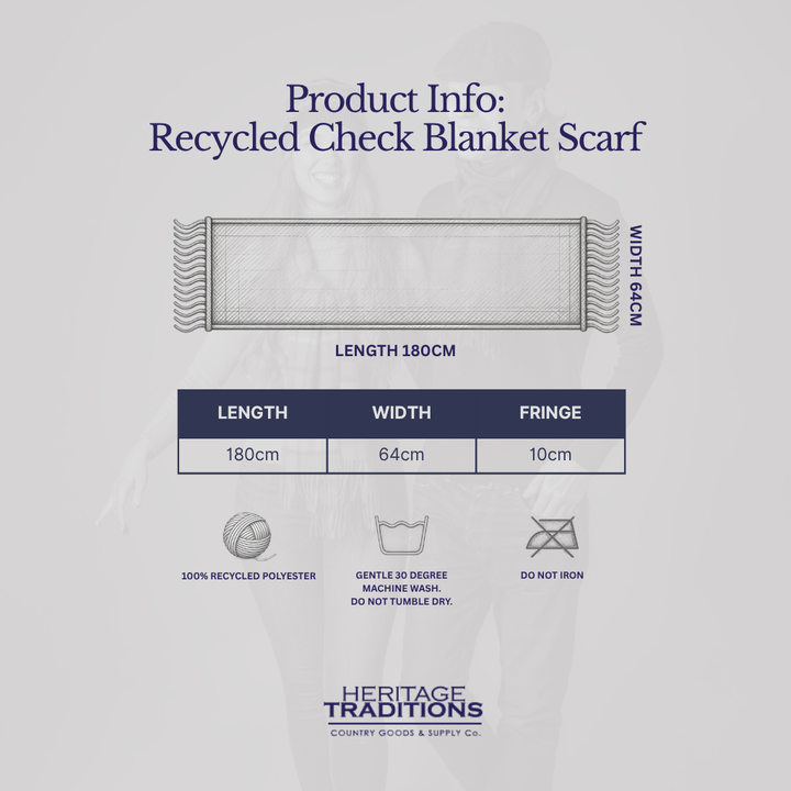 Heritage Recycled Check Blanket Scarf