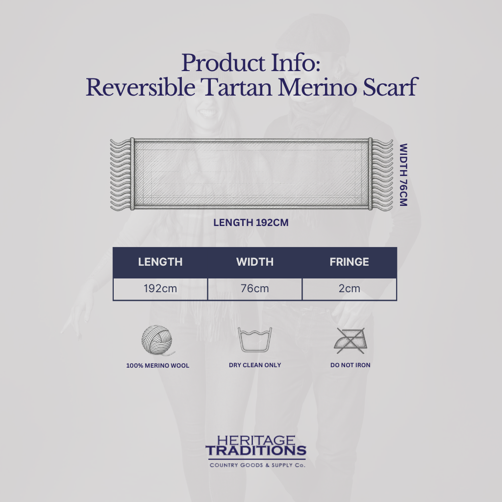 Lightweight Reversible Tartan Merino Scarf