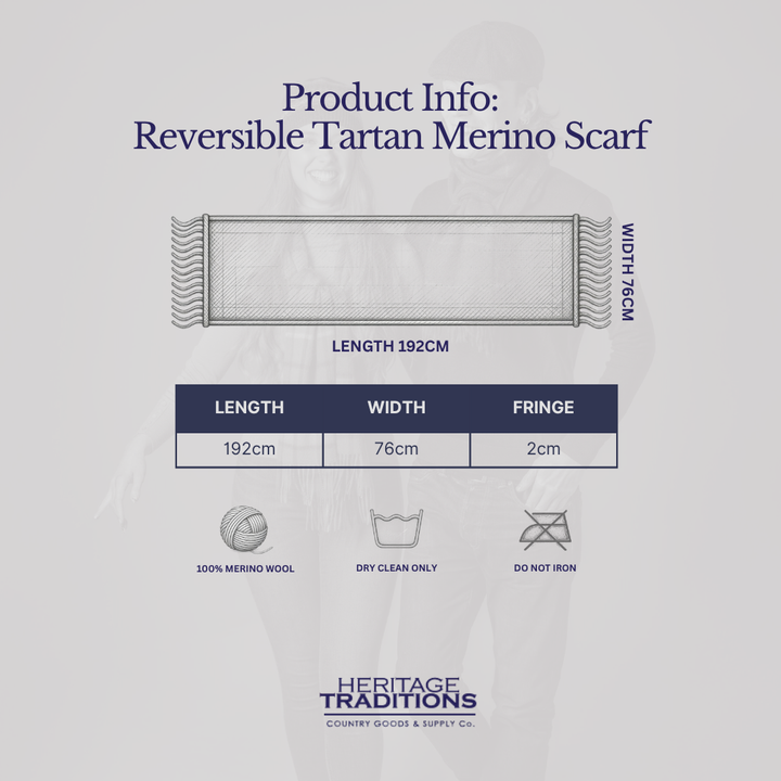 Lightweight Reversible Tartan Merino Scarf