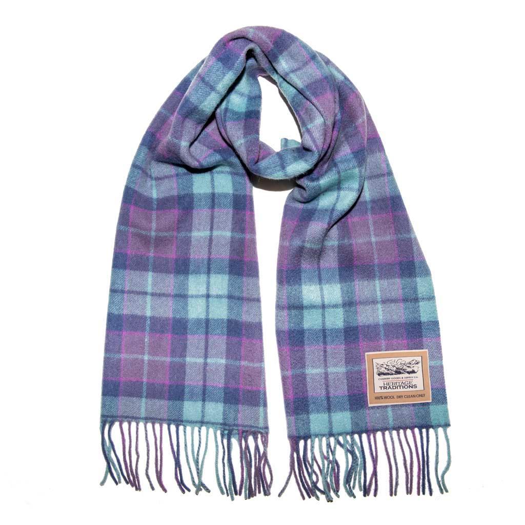 Pale blue check (Ferguson) Purple, Tan, and white check Tartan Scarf