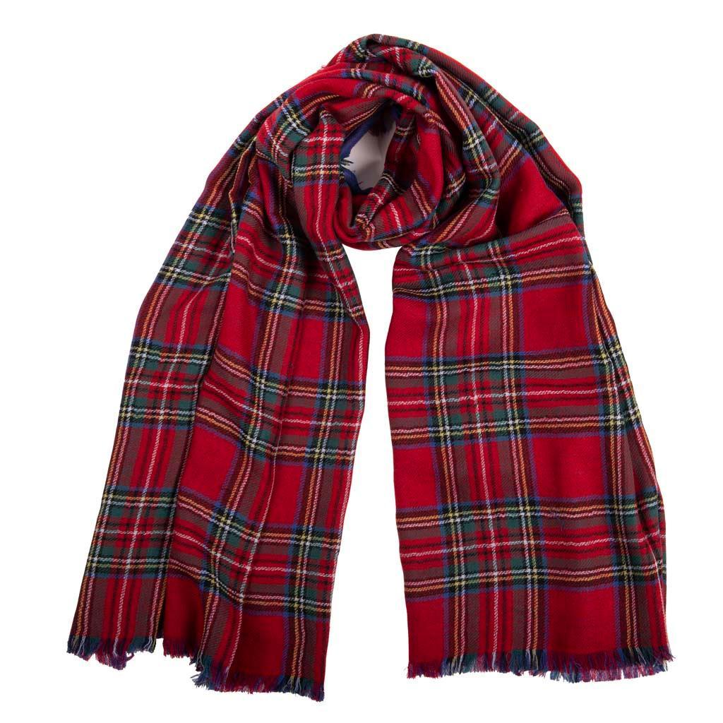 Stylish and Versatile Lightweight Reversible Tartan Merino Scarf