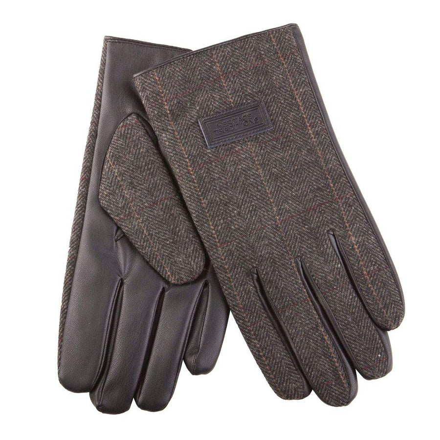 Classic Check Tweed Gloves | Wool Mix with Faux Leather Trim