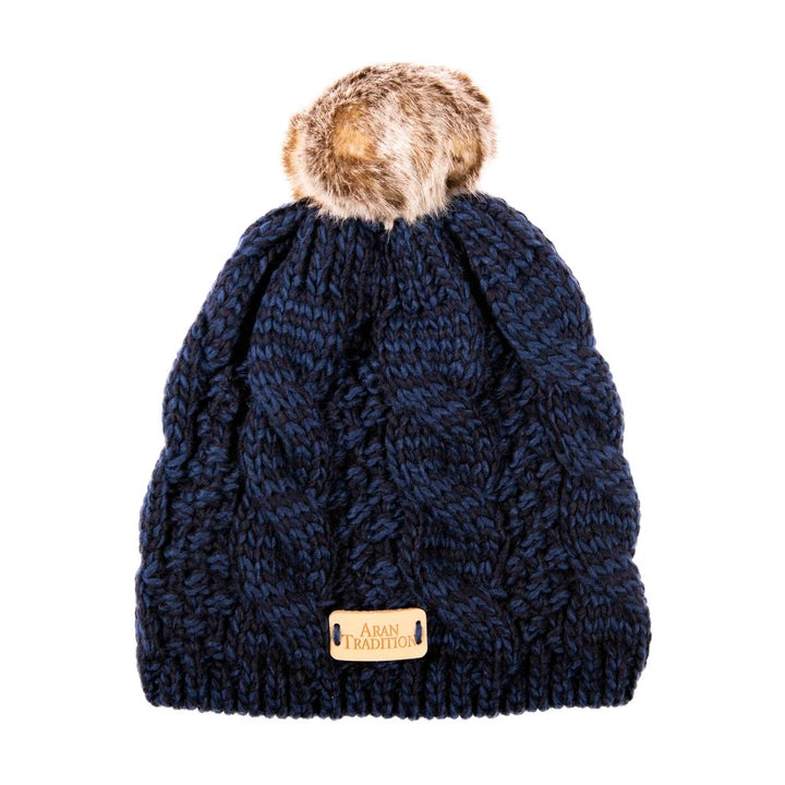 Aran Cable Tammy Hat Shop the Stylish Aran Cable Tammy Hat with Faux Fur Trim