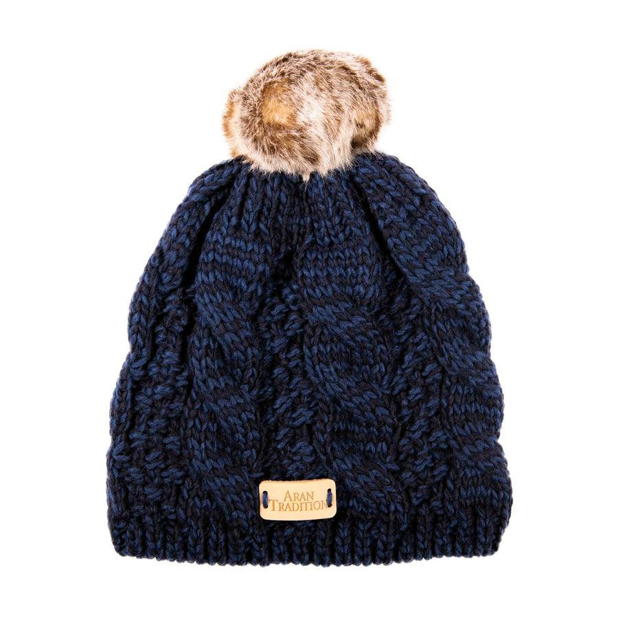Aran Cable Tammy Hat Shop the Stylish Aran Cable Tammy Hat with Faux Fur Trim