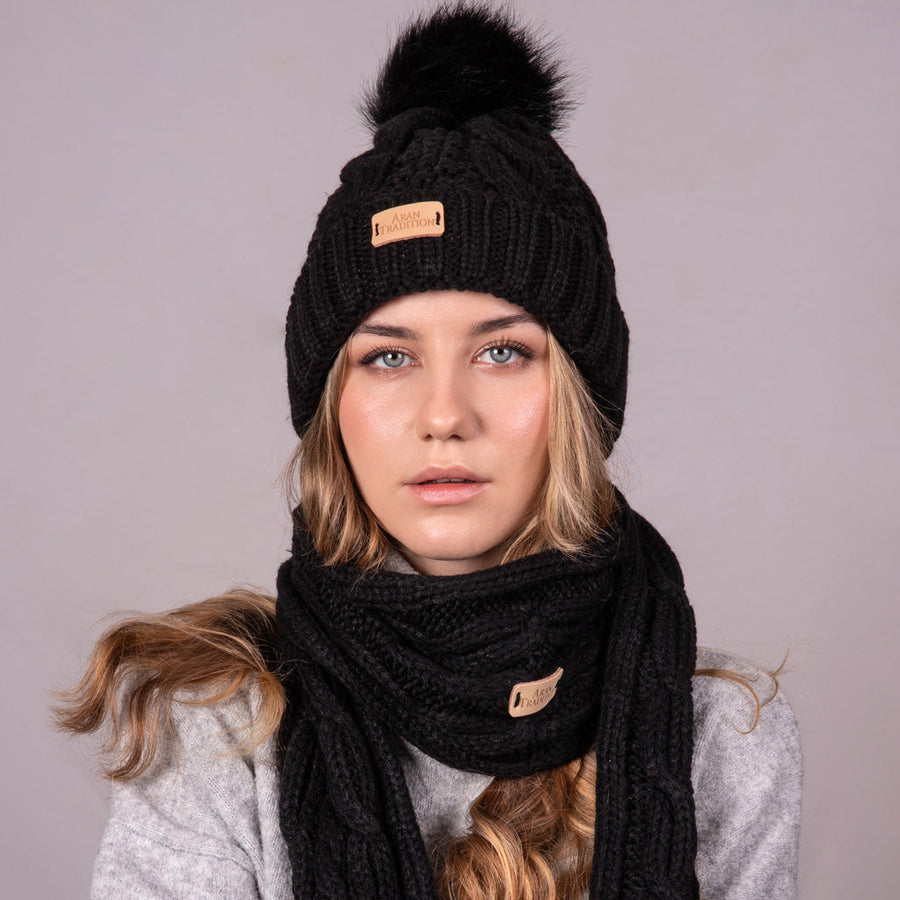 Aran Cable Pom Pom Hat Stay Cozy & Chic with Aran Cable Pom Pom Hat | Traditional Cable Knit