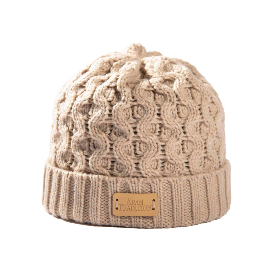 Aran Cable Knit Beanie Hat Aran Cable Knit Beanie Hat | Traditional Honeycomb Design