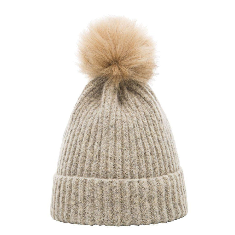 Soft Touch Rib Pom Pom Beanie | Luxurious Faux Fur Pom Pom