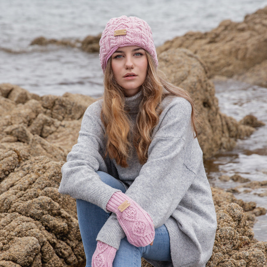 Aran Donegal Cable Turn up Beanie Hat Experience Cozy Elegance with Aran Donegal Cable Turn up Beanie Hat