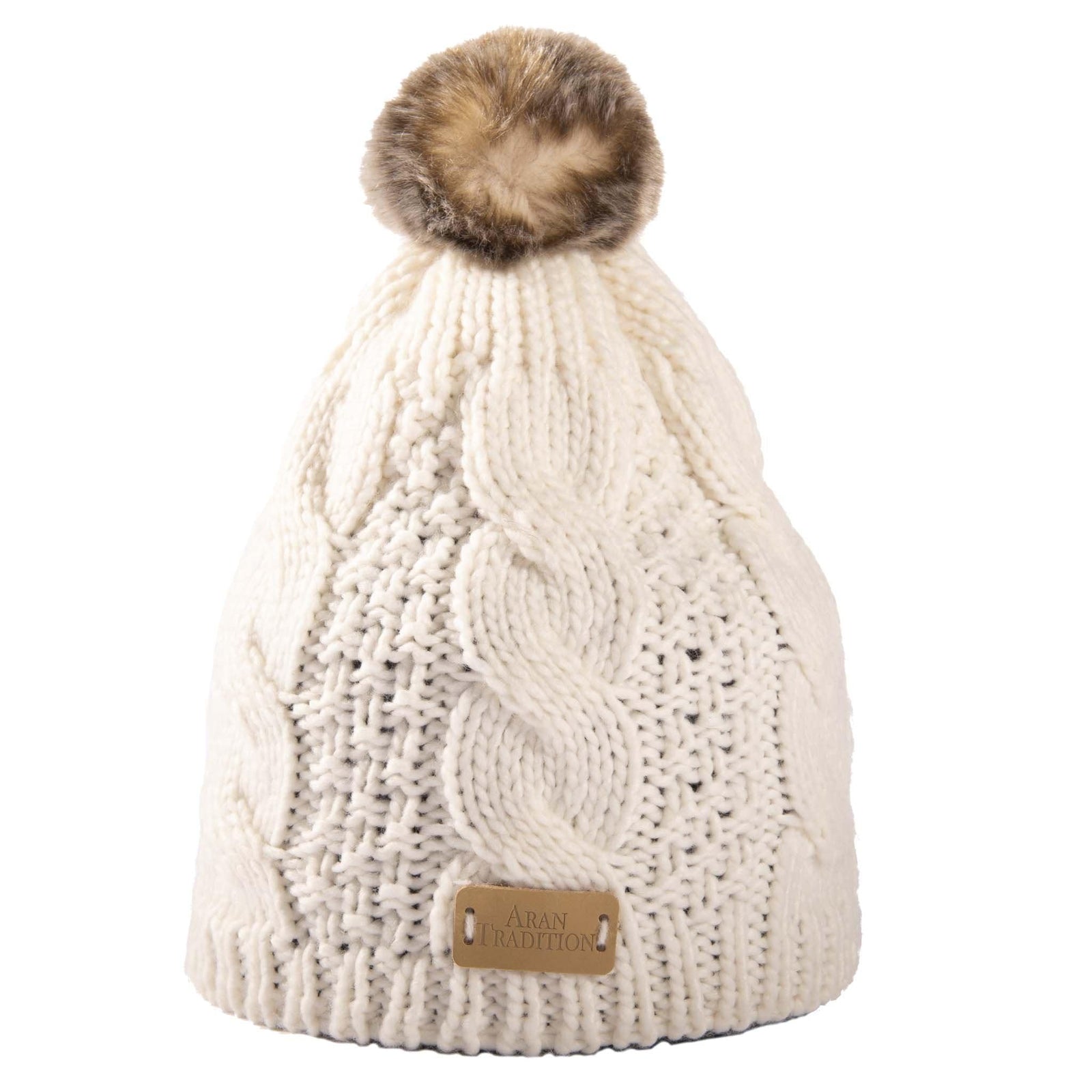 Aran Cable Tammy Hat Shop the Stylish Aran Cable Tammy Hat with Faux Fur Trim