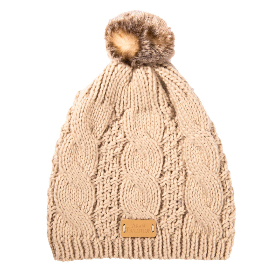 Aran Cable Tammy Hat Shop the Stylish Aran Cable Tammy Hat with Faux Fur Trim
