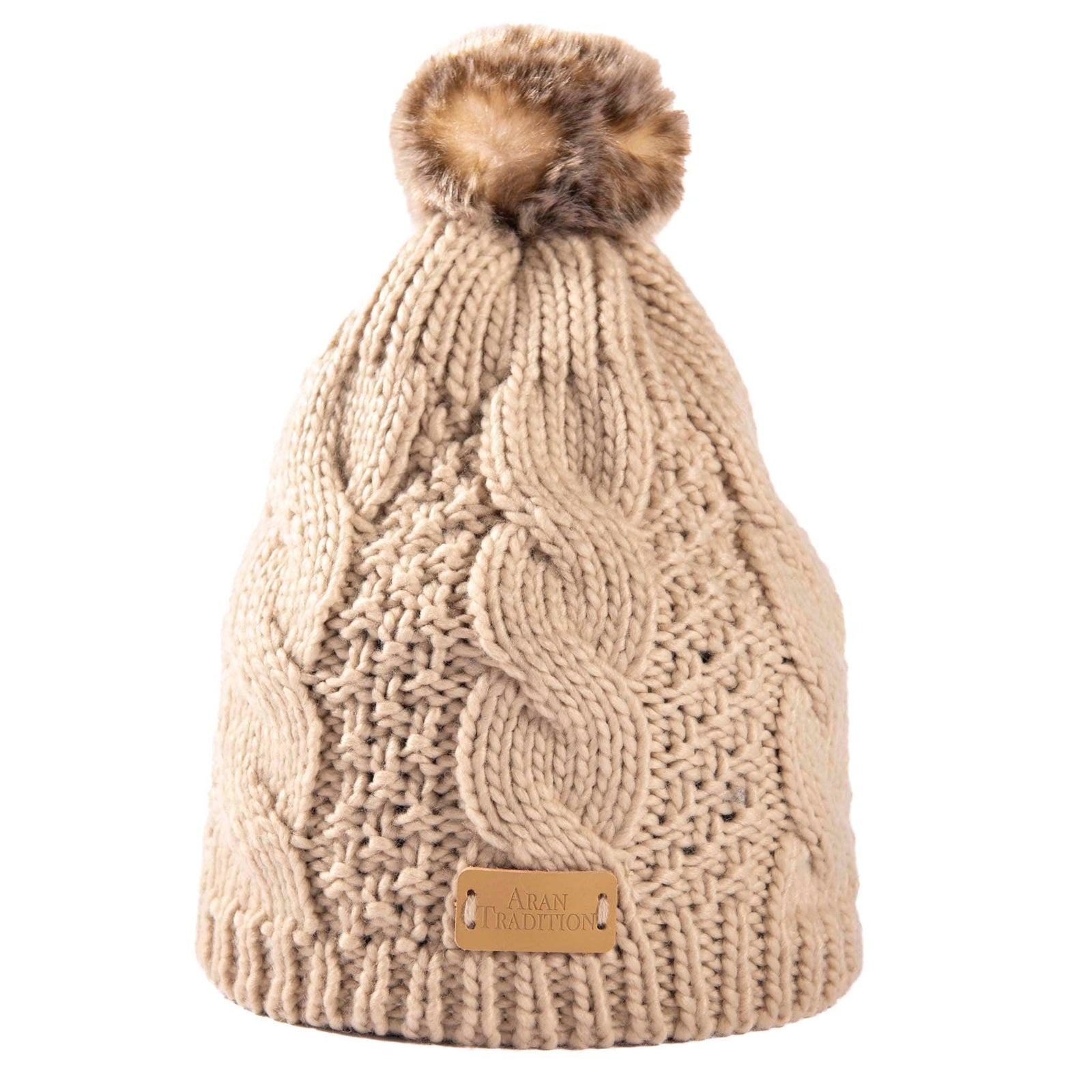 Aran Cable Tammy Hat Shop the Stylish Aran Cable Tammy Hat with Faux Fur Trim