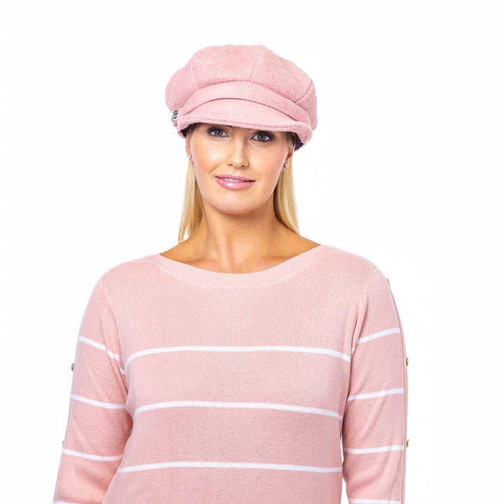 Premium Herringbone Newsboy Cap | Paisley Jacquard Lining