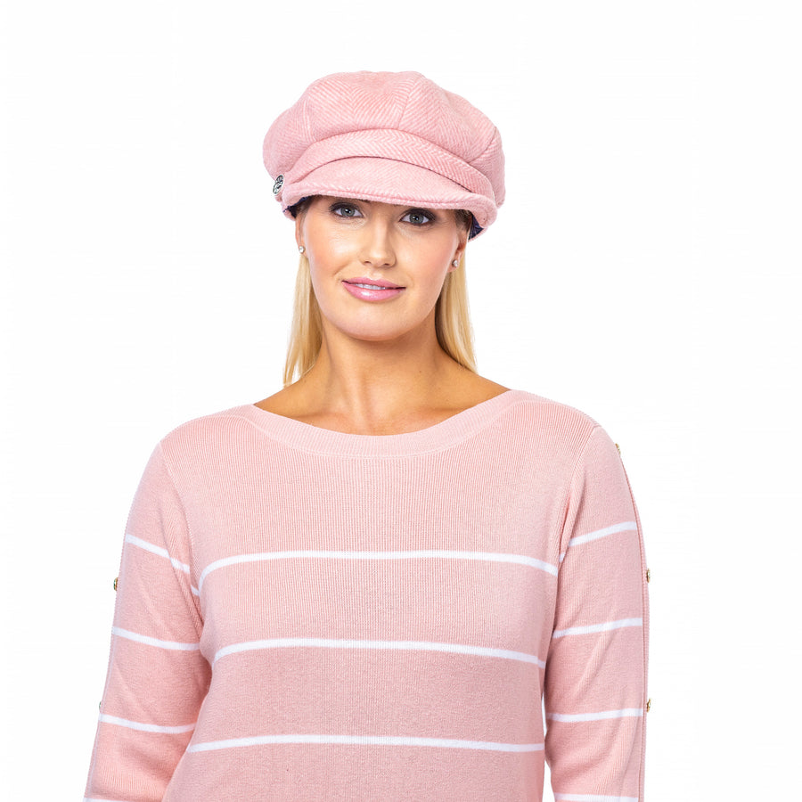 Premium Herringbone Newsboy Cap | Paisley Jacquard Lining