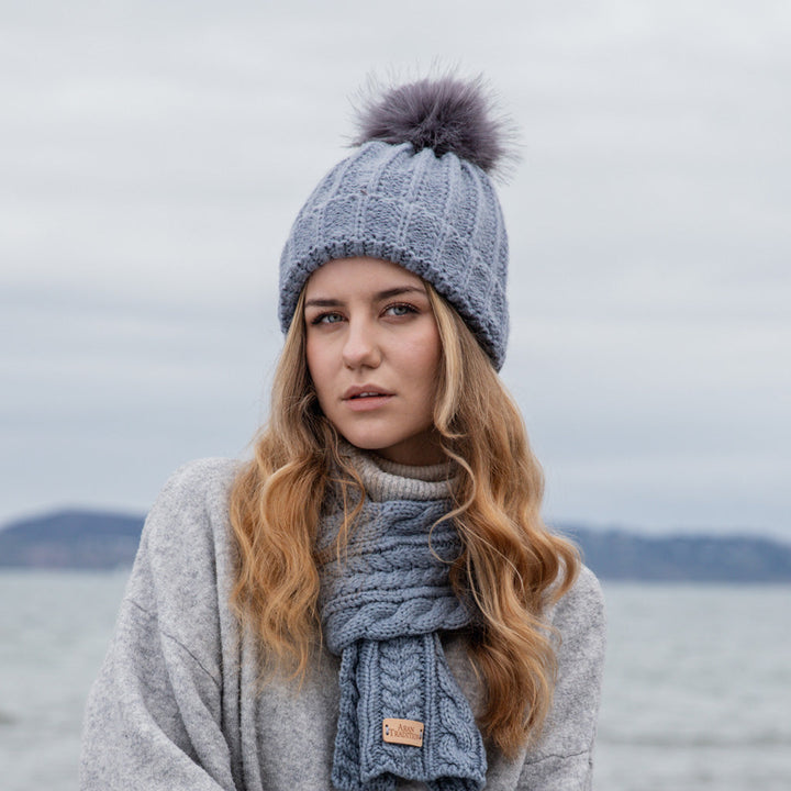 Fisherman Stitch Pom Pom Hat Stay Cozy & Stylish with Fisherman Stitch Pom Pom Hat