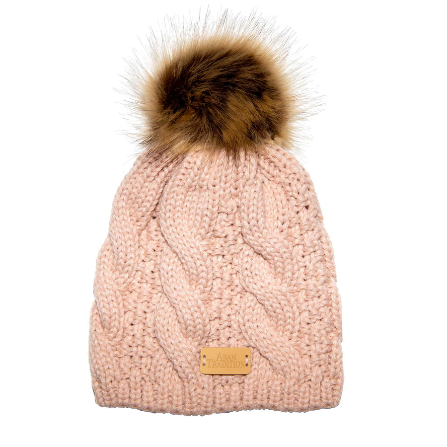 Aran Cable Tammy Hat Shop the Stylish Aran Cable Tammy Hat with Faux Fur Trim