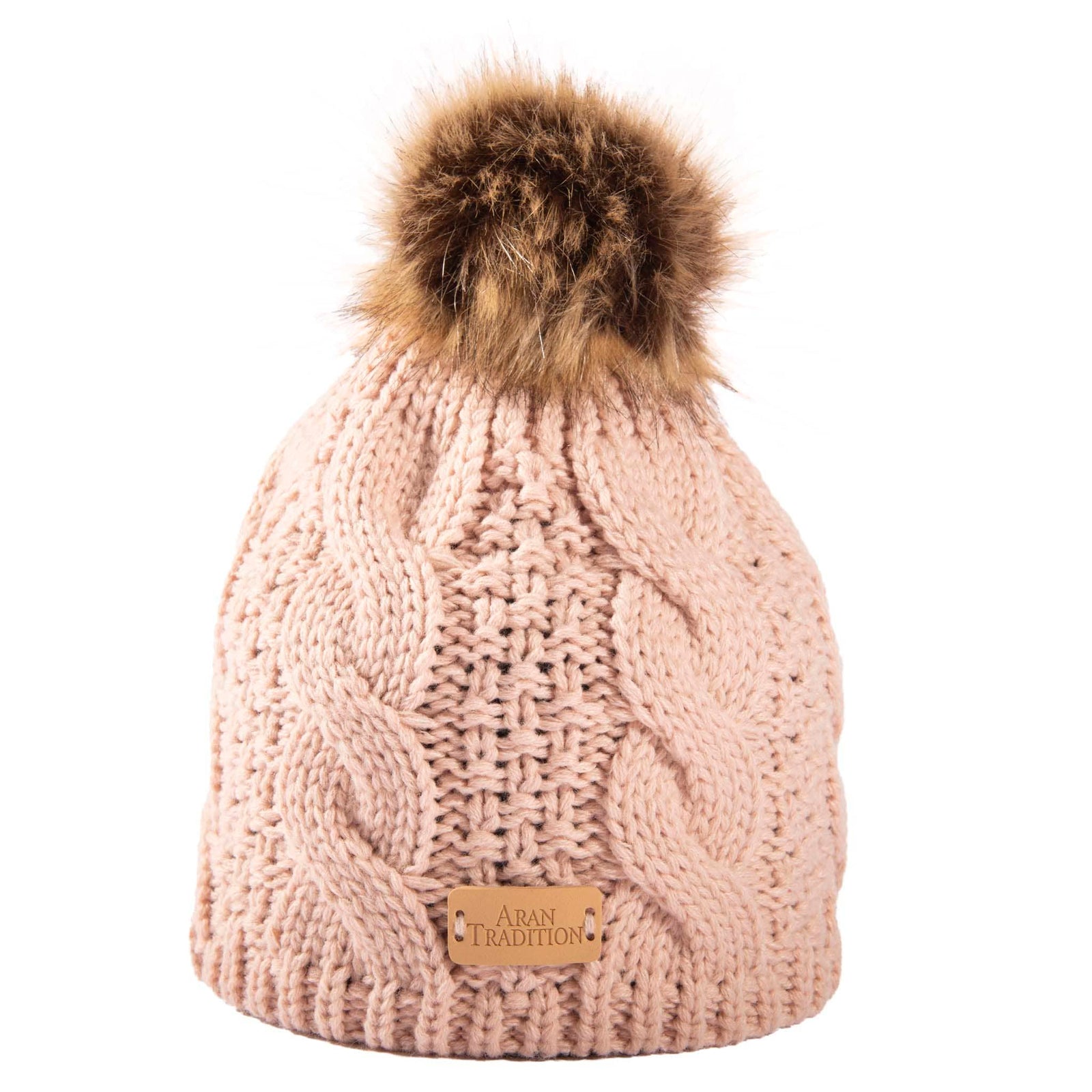Aran Cable Tammy Hat Shop the Stylish Aran Cable Tammy Hat with Faux Fur Trim