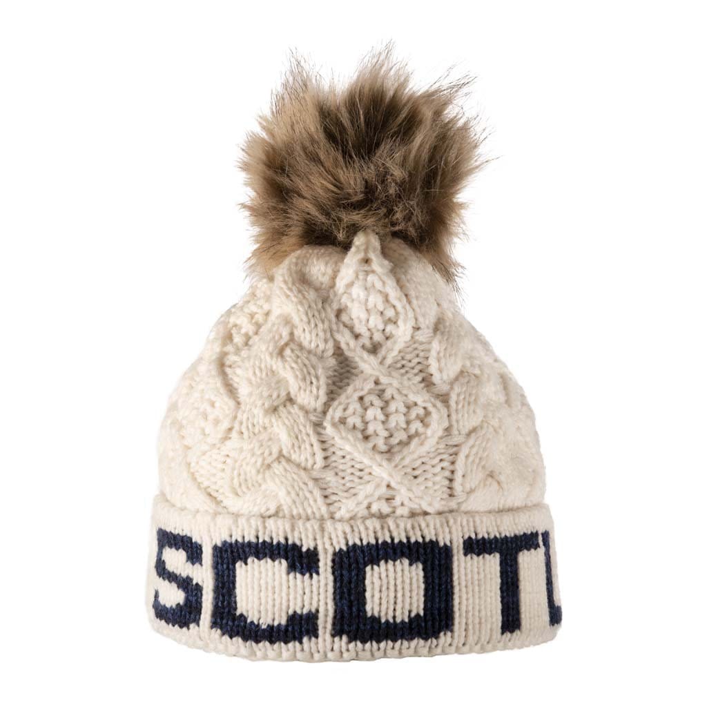 Aran Diamond Cable SCOTLAND Pom Pom Hat Aran Diamond Cable Scotland Pom Pom Hat