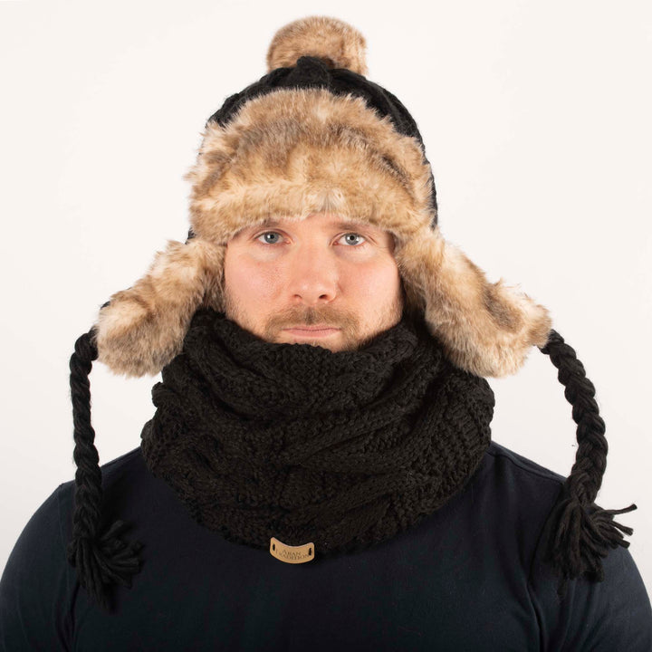 Aran Cable Trapper Hat Aran Cable Trapper Hat | Chunky Knit Design | Faux Fur Lined