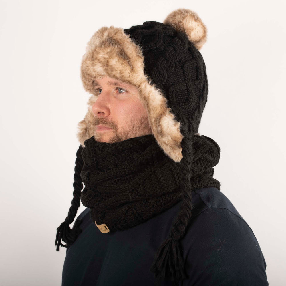 Aran Cable Trapper Hat Aran Cable Trapper Hat | Chunky Knit Design | Faux Fur Lined
