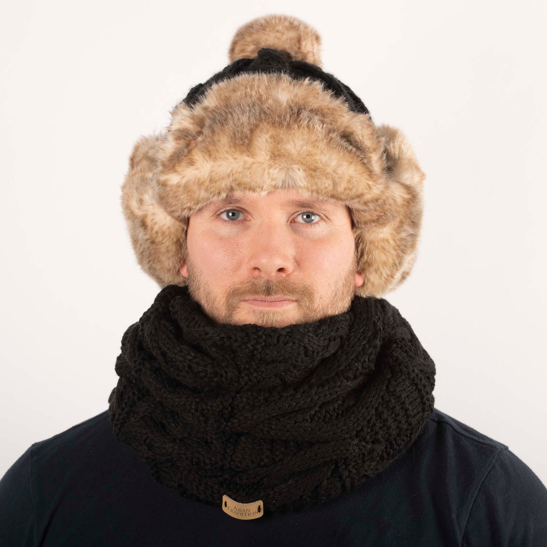 Aran Cable Trapper Hat Aran Cable Trapper Hat | Chunky Knit Design | Faux Fur Lined